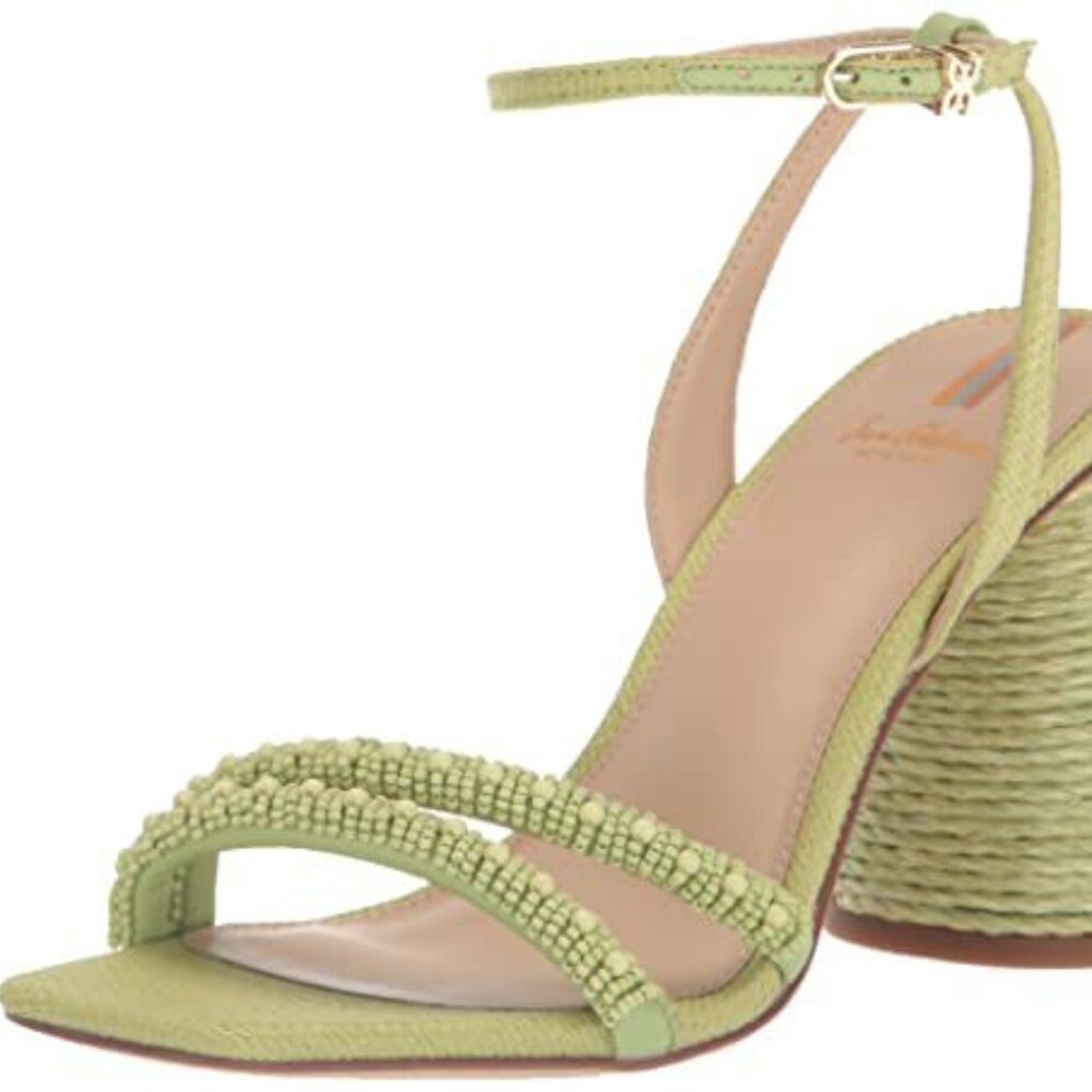 Sam Edelman Light Green Beaded Ankle-Strap Sandals